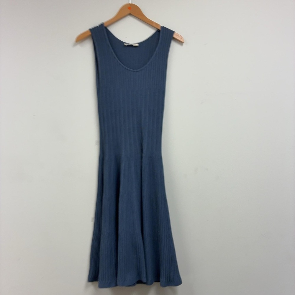 Crea Concept Dress Womens 36 Blue Ribbed Sleeveless Knit Fit & Flare Knee Length